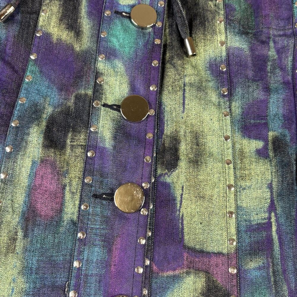 Berck Jacket Womens Medium Purple Green Studded Denim Tye Dye Silver Buttons - Picture 5 of 11